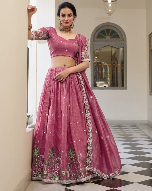 Women’s Embroidered Currency Fabric Lehenga Choli Set with Dupatta