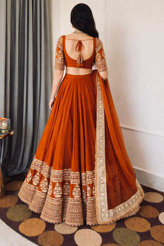 Women’s Georgette Embroidered Sequence Work Lehenga Choli Set with Dupatta