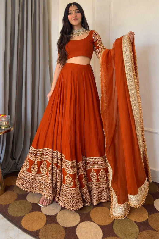 Women’s Georgette Embroidered Sequence Work Lehenga Choli Set with Dupatta