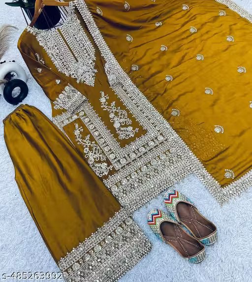 Elegant Embroidered Art Silk Kurti Set with Lace Border Dupatta