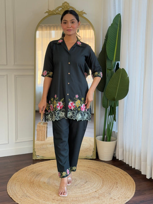 Elegant Embroidered Viscose Rayon Co-ord Set