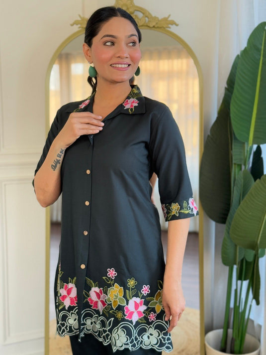 Elegant Embroidered Viscose Rayon Co-ord Set