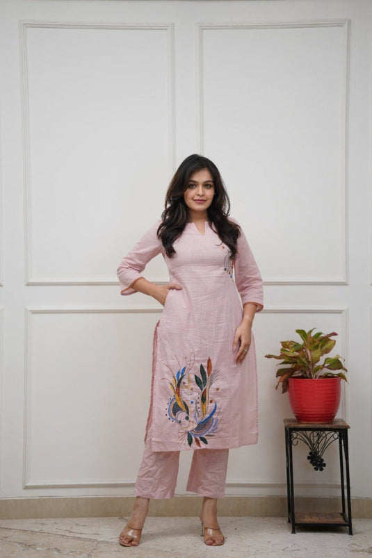 Elegant Embroidered Cotton Blend Co-ord Set