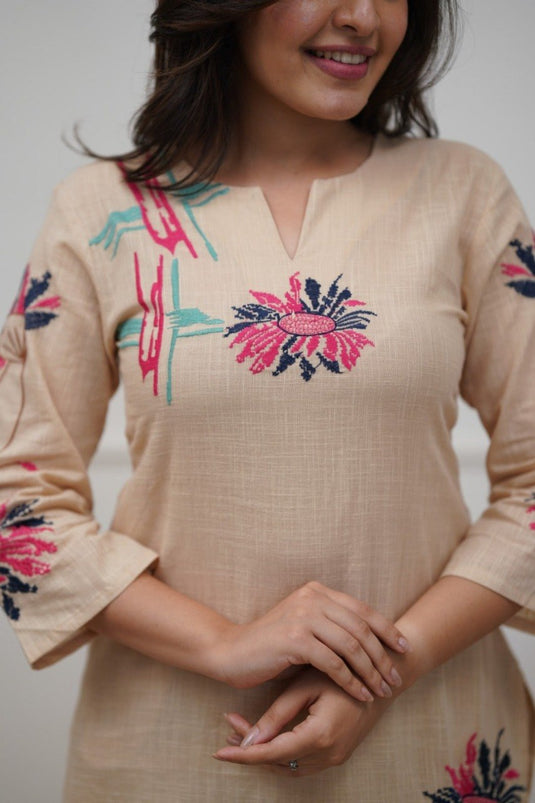 Classic Embroidery Detailed Cotton Blend Co-ord Set
