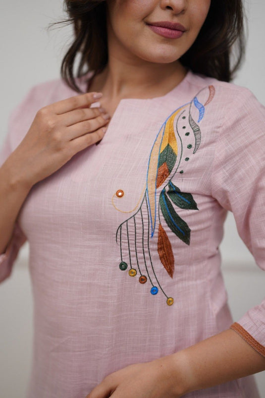 Elegant Embroidered Cotton Blend Co-ord Set