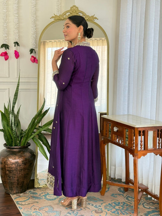 Elegant Vichitra Silk Embroidered Kurti Set with Dupatta for Women