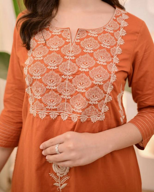 Women’s Embroidered Viscose Rayon Kurta Set with Vichitra Dupatta