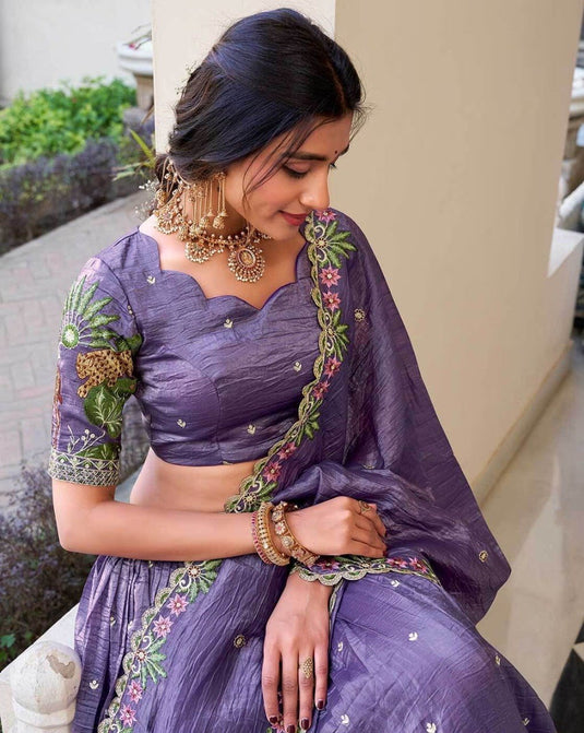 Women’s Embroidered Currency Fabric Lehenga Choli Set with Dupatta