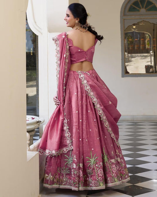 Women’s Embroidered Currency Fabric Lehenga Choli Set with Dupatta