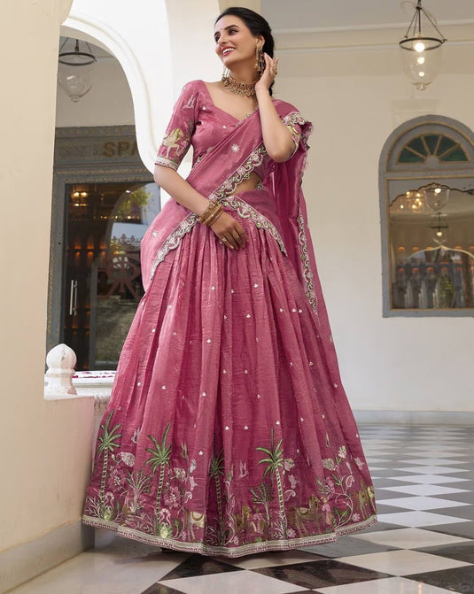 Women’s Embroidered Currency Fabric Lehenga Choli Set with Dupatta