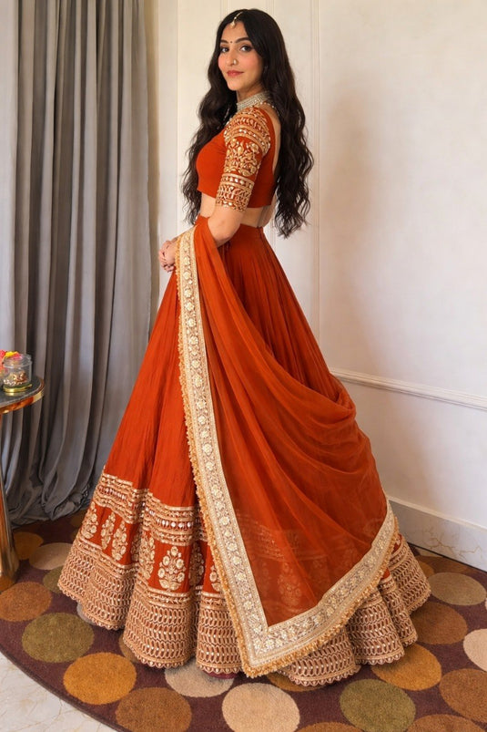 Women’s Georgette Embroidered Sequence Work Lehenga Choli Set with Dupatta