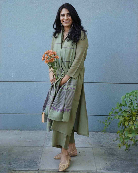 Elegant Solid Viscose Rayon Kurti Set with Printed Chanderi Dupatta
