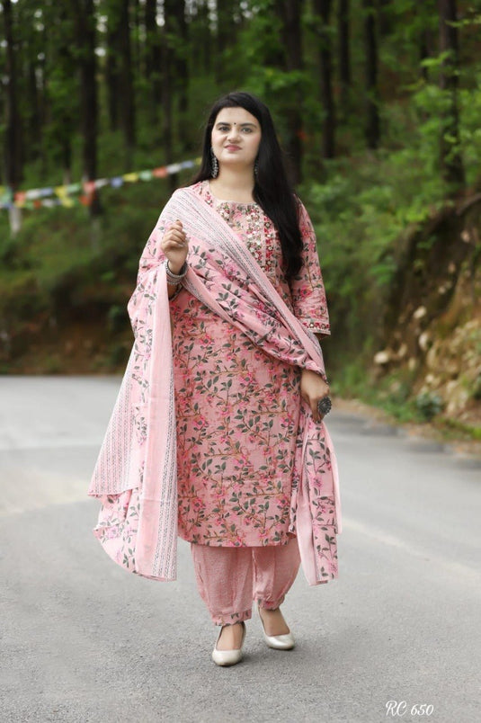 Women’s Embroidered Viscose Rayon Kurti Set with Printed Dupatta