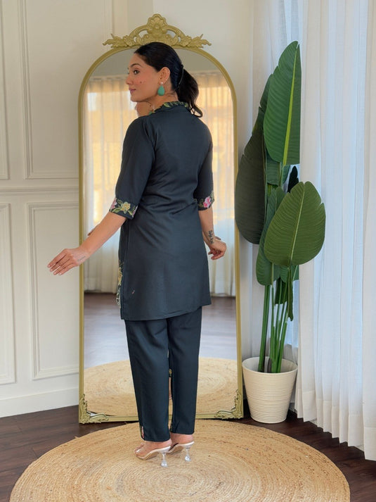 Elegant Embroidered Viscose Rayon Co-ord Set