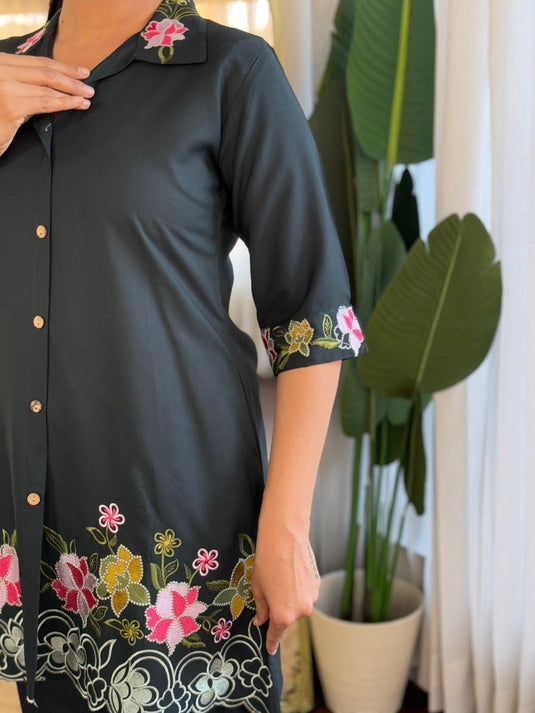 Elegant Embroidered Viscose Rayon Co-ord Set