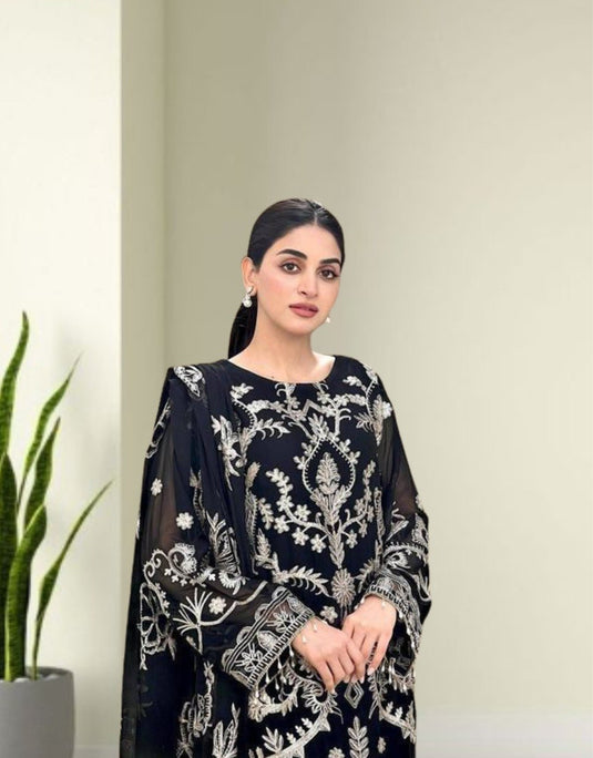 Women’s Georgette Embroidered Kurti Set with Dupatta | Ethnic Ready-to-Wear Suit Set