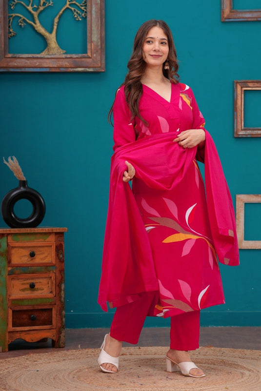 Elegant Printed Polly Rayon Kurti Set with Nazmin Dupatta for Women