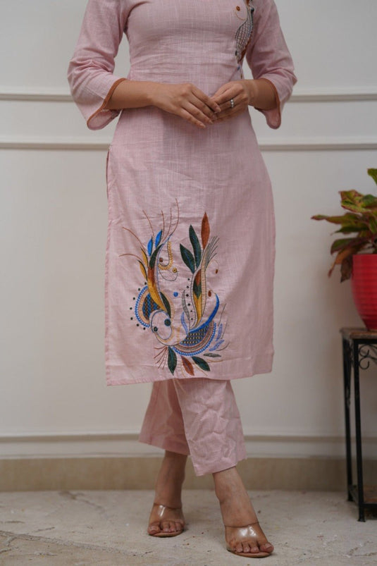 Elegant Embroidered Cotton Blend Co-ord Set