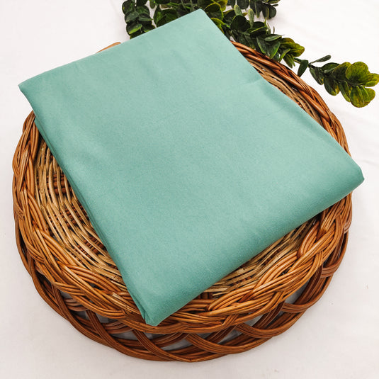 Solid Sea Green Color Unisex Cotton Blend Kurti Fabric
