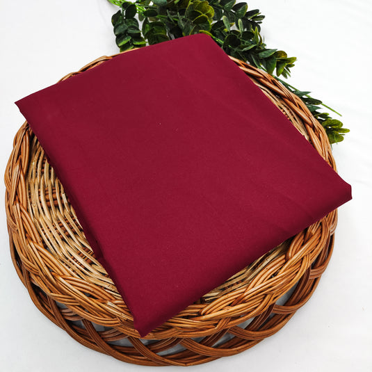 Solid Maroon Color Unisex Cotton Blend Shirting Fabric